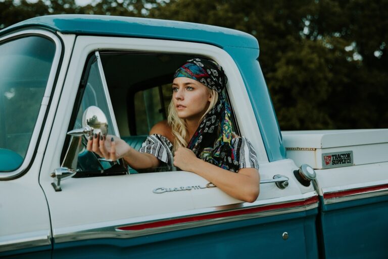 woman driving a truck