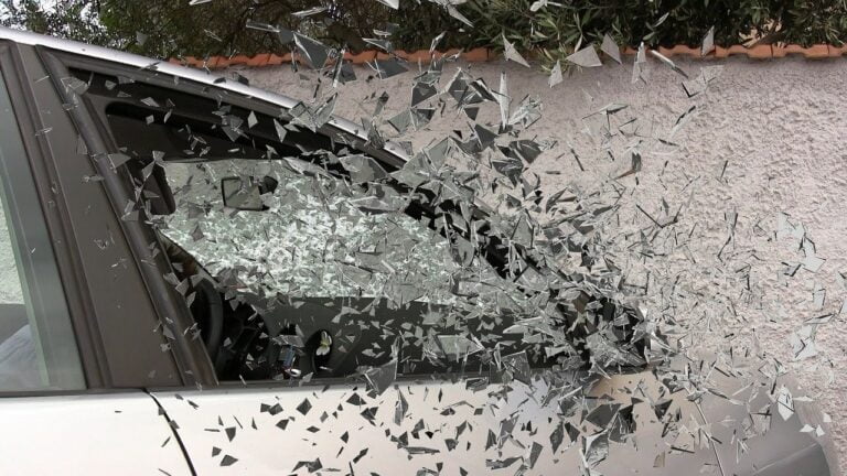 car with broken glass